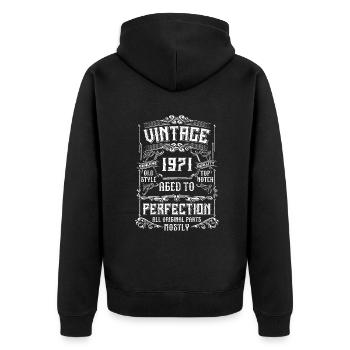Millésime 1971 52ème anniversaire Cadeau Homme 52 ans - Veste à capuche bio Premium Unisexe - noir - Dos - Nico (187cm)