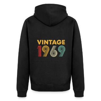 Vintage 1969 54th Birthday Gift Men Women 54 Years - Unisex Premium Organic Zip Hoodie - black - Back - Nico (187cm)