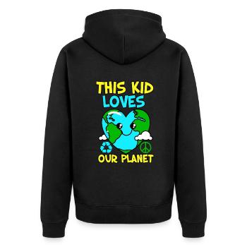 Cet enfant aime notre planète Recycle la paix Jour de la Terre - Veste à capuche bio Premium Unisexe - noir - Dos - Nico (187cm)