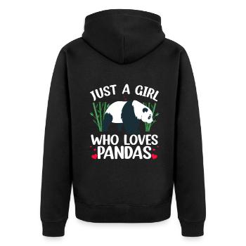 Funny Panda Novelty Design For Girls Women Kids - Unisex Premium Organic Zip Hoodie - black - Back - Nico (187cm)