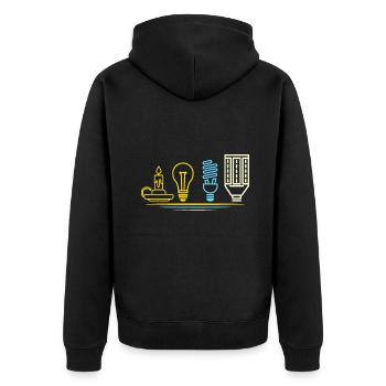 Lustiger Elektriker Ingenieur - Glühbirne - Unisex Premium Bio Zip Hoodie - Schwarz - Hinten - Nico (187cm)