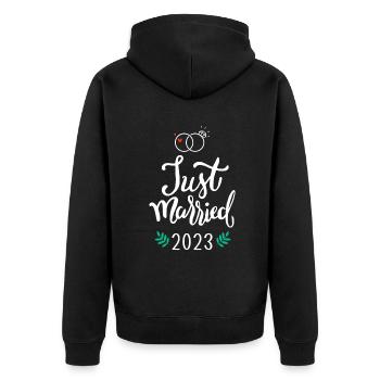Je viens de me marier 2023 pour un mariage et une lune de miel nouvellement - Veste à capuche bio Premium Unisexe - noir - Dos - Nico (187cm)