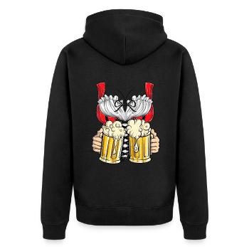 Dirndl Tracht Kleidung Fräulein Damen Bierkrug - Unisex Premium Bio Zip Hoodie - Schwarz - Hinten - Nico (187cm)