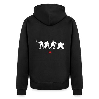 Joueur de hockey sur glace Silhouette Canada Vintagefunny m - Veste à capuche bio Premium Unisexe - noir - Dos - Nico (187cm)