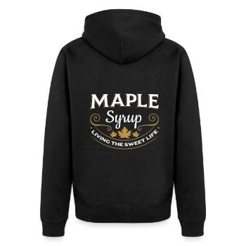 Ahornsirup Frühstück Liebhaber Süßer Pfannkuchen Kanada - Unisex Premium Bio Zip Hoodie - Schwarz - Hinten - Nico (187cm)