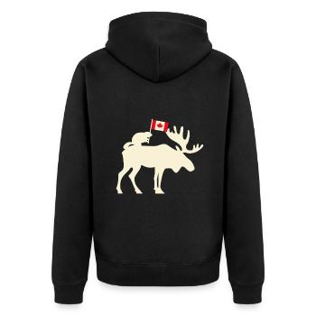 Biber Elch Kanadische Flagge Kanada - Unisex Premium Bio Zip Hoodie - Schwarz - Hinten - Nico (187cm)