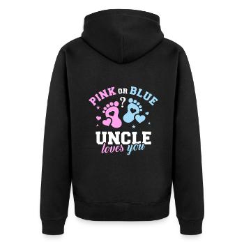 Gender reveal uncle - Unisex Premium Organic Zip Hoodie - black - Back - Nico (187cm)