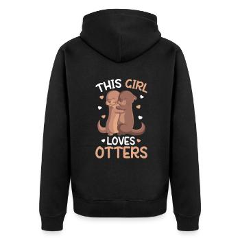 This Girl loves loves Otters Girls Kids Otter - Unisex Premium Organic Zip Hoodie - black - Back - Nico (187cm)