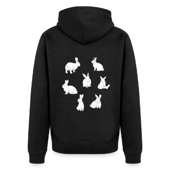 Lapins à motif de lapins sautillants - Veste à capuche bio Premium Unisexe - noir - Dos - Nico (187cm)
