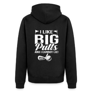 Ich mag große Putts und ich kann nicht lügen - Unisex Premium Bio Zip Hoodie - Schwarz - Hinten - Nico (187cm)