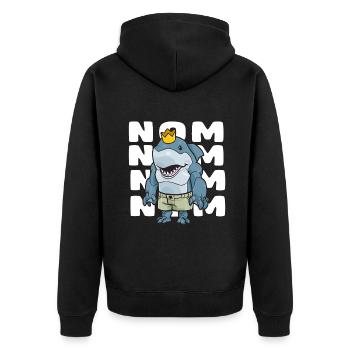 König des Ozeans Hungriger Hai Baby Nom Nom Sommer - Unisex Premium Bio Zip Hoodie - Schwarz - Hinten - Nico (187cm)