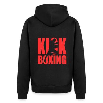 Kickboxen MMA Kampfsport - Unisex Premium Bio Zip Hoodie - Schwarz - Hinten - Nico (187cm)