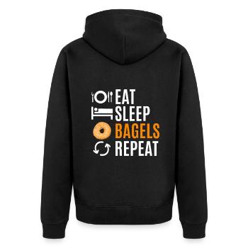 Essen Sie Schlaf-Bagels Wiederholen - Unisex Premium Bio Zip Hoodie - Schwarz - Hinten - Nico (187cm)