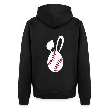 Cute Baseball Egg - Baseball Easter - Unisex Premium Organic Zip Hoodie - black - Back - Nico (187cm)