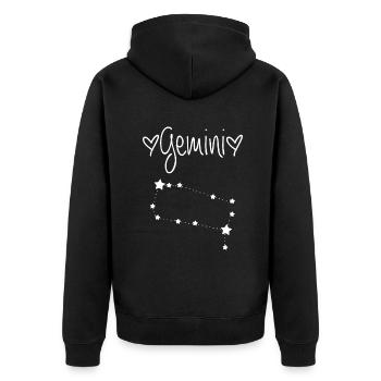 Horoscope du signe du zodiaque Gémeaux Astrologie Mai Juin - Veste à capuche bio Premium Unisexe - noir - Dos - Nico (187cm)