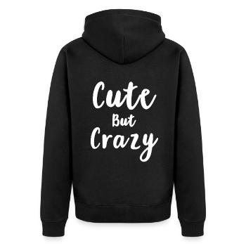 Design sarcastique mignon mais fou - Veste à capuche bio Premium Unisexe - noir - Dos - Nico (187cm)