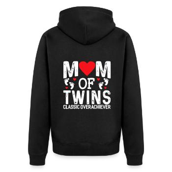 Lustige Mutter Von Zwillingen Klassischer Überflieger Zwillinge Mama - Unisex Premium Bio Zip Hoodie - Schwarz - Hinten - Nico (187cm)