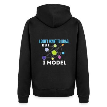 I Modell - Data Science Statistik Datenanalyst - Unisex Premium Bio Zip Hoodie - Schwarz - Hinten - Nico (187cm)