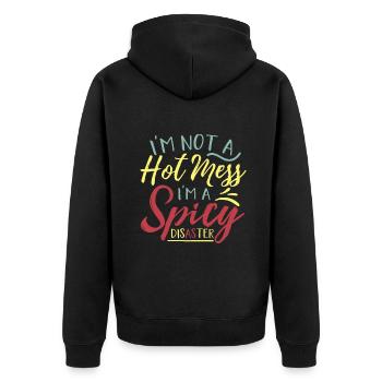 HOT MESS SARCASTIC FUNNY - Unisex Premium Organic Zip Hoodie - black - Back - Nico (187cm)