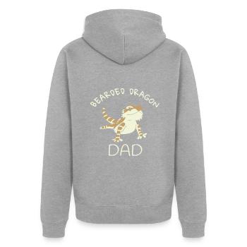 Papa dragon barbu Beardie - Veste à capuche bio Premium Unisexe - gris chiné - Dos - Nico (187cm)