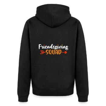 Friendsgiving Squad, Lustiges Erntedankfest - Unisex Premium Bio Zip Hoodie - Schwarz - Hinten - Nico (187cm)