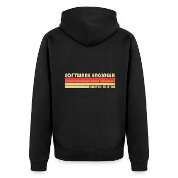 SOFTWARE-INGENIEUR Lustige Berufsbezeichnung Beruf - Unisex Premium Bio Zip Hoodie - Schwarz - Hinten - Nico (187cm)