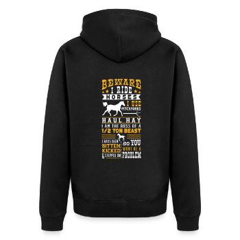 Horse Lover Equestrian Riding Beware I Ride Horses - Unisex Premium Organic Zip Hoodie - black - Back - Nico (187cm)