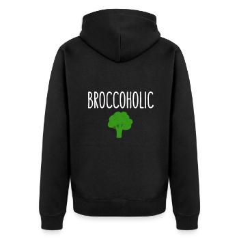 Broccoholic, funny vegan - Unisex Premium Organic Zip Hoodie - black - Back - Nico (187cm)