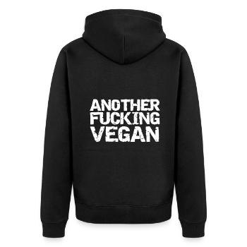 Drôle de citation végétalienne vintage - Veste à capuche bio Premium Unisexe - noir - Dos - Nico (187cm)