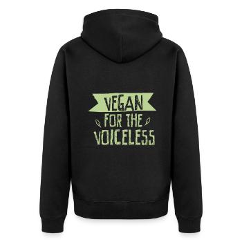 Vegan for the Voiceless Save Animals - Unisex Premium Organic Zip Hoodie - black - Back - Nico (187cm)