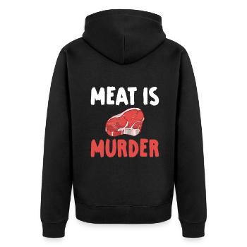 Meat is Murder Veggie Lover Vegan - Unisex Premium Organic Zip Hoodie - black - Back - Nico (187cm)