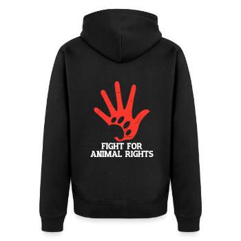 Kampf für Tierrechte Vegan - Unisex Premium Bio Zip Hoodie - Schwarz - Hinten - Nico (187cm)