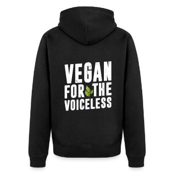Vegan Veganism Vegetable - Vegan For The Voiceless - Unisex Premium Organic Zip Hoodie - black - Back - Nico (187cm)