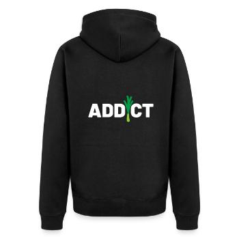 Cadeau Addict aux poireaux pour les végétariens et les végétaliens - Veste à capuche bio Premium Unisexe - noir - Dos - Nico (187cm)