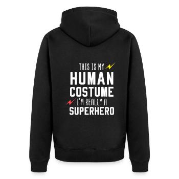 C’est mon costume humain, je suis vraiment un super-héros - Veste à capuche bio Premium Unisexe - noir - Dos - Nico (187cm)