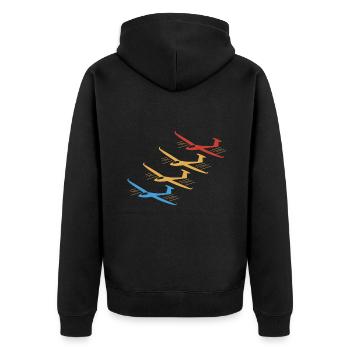 Retro Glider Segelflugzeug Flugzeug Geschenk - Unisex Premium Bio Zip Hoodie - Schwarz - Hinten - Nico (187cm)