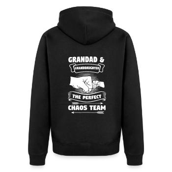 Opa & Enkelin perfektes Chaos-Team - Unisex Premium Bio Zip Hoodie - Schwarz - Hinten - Nico (187cm)