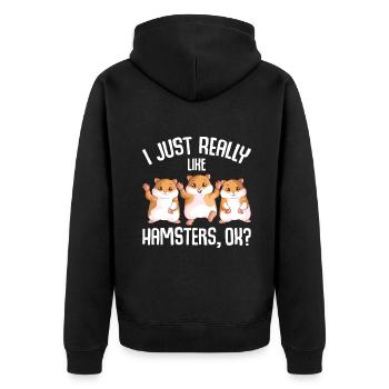 I Just Really Like Hamsters Hammy Girls Women - Unisex Premium Organic Zip Hoodie - black - Back - Nico (187cm)