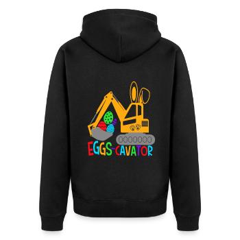 OstereierCavator für Kinder Kleinkinder Osterhase - Unisex Premium Bio Zip Hoodie - Schwarz - Hinten - Nico (187cm)