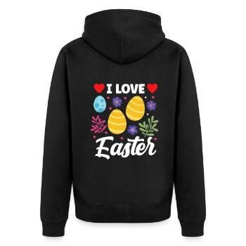 J’adore les dictons d’oeufs heureux du lapin de Pâques - Veste à capuche bio Premium Unisexe - noir - Dos - Nico (187cm)