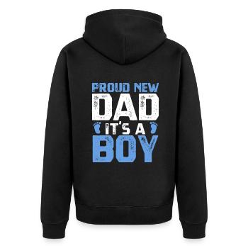 Stolzer neuer Vater It's A Boy Design Vatertag - Unisex Premium Bio Zip Hoodie - Schwarz - Hinten - Nico (187cm)