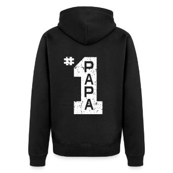Papa numéro un 1 Grand-père Fête des pères - Veste à capuche bio Premium Unisexe - noir - Dos - Nico (187cm)