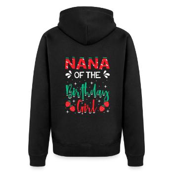 Nana de la fille d’anniversaire fraise sur le thème B-day - Veste à capuche bio Premium Unisexe - noir - Dos - Nico (187cm)