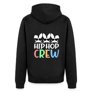 Hip Hop Crew Saying Easter Bunny Sunglasses - Unisex Premium Organic Zip Hoodie - black - Back - Nico (187cm)