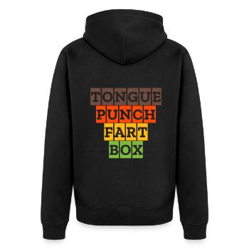 Tongue Punch Fart Box Funny Sexual - Unisex Premium Organic Zip Hoodie - black - Back - Nico (187cm)