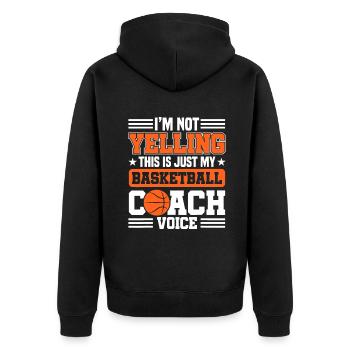 Ich schreie nicht, das ist nur mein Basketballtrainer - Unisex Premium Bio Zip Hoodie - Schwarz - Hinten - Nico (187cm)