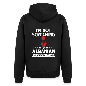 Je ne crie pas Je suis albanais Albanie Cadeau - Veste à capuche bio Premium Unisexe - noir - Dos - Nico (187cm)