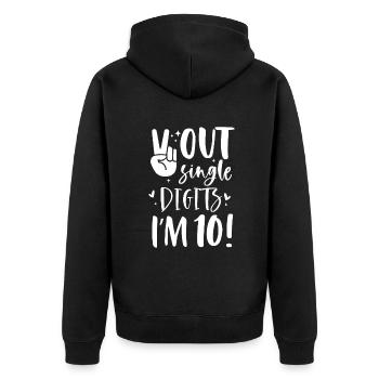 Peace Out Einstellig Ich bin 10 Jahre alt - Unisex Premium Bio Zip Hoodie - Schwarz - Hinten - Nico (187cm)