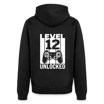 12 ans 12 Anniversaire Garçon Fils Drôle Gamer 12e Années - Veste à capuche bio Premium Unisexe - noir - Dos - Nico (187cm)