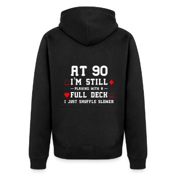 Geschenk zum 90. Geburtstag 90 Jahre alte Karten - Unisex Premium Bio Zip Hoodie - Schwarz - Hinten - Nico (187cm)